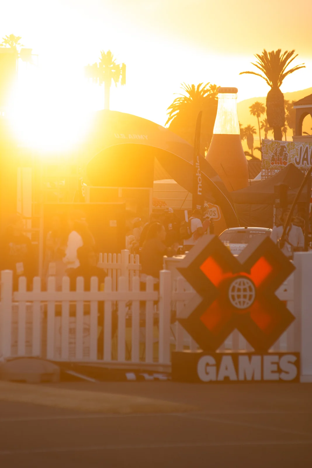 Sunset behind the X Games fence