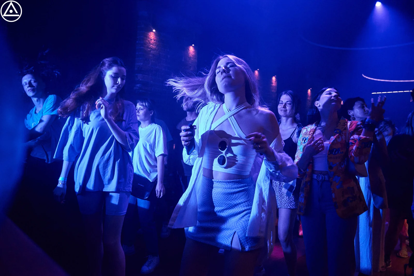 Dance floor in blue light