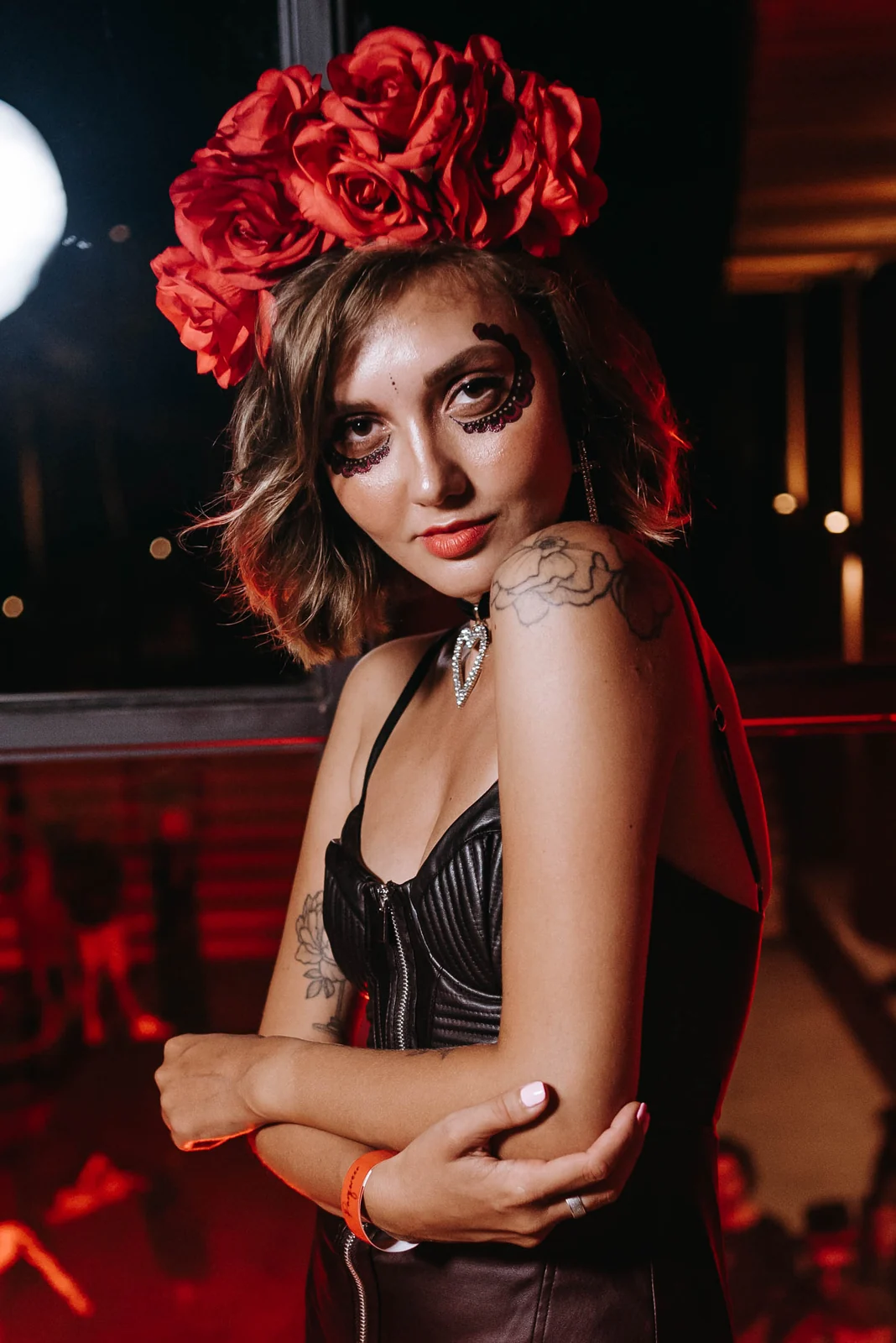 Halloween guest with a red flower crown