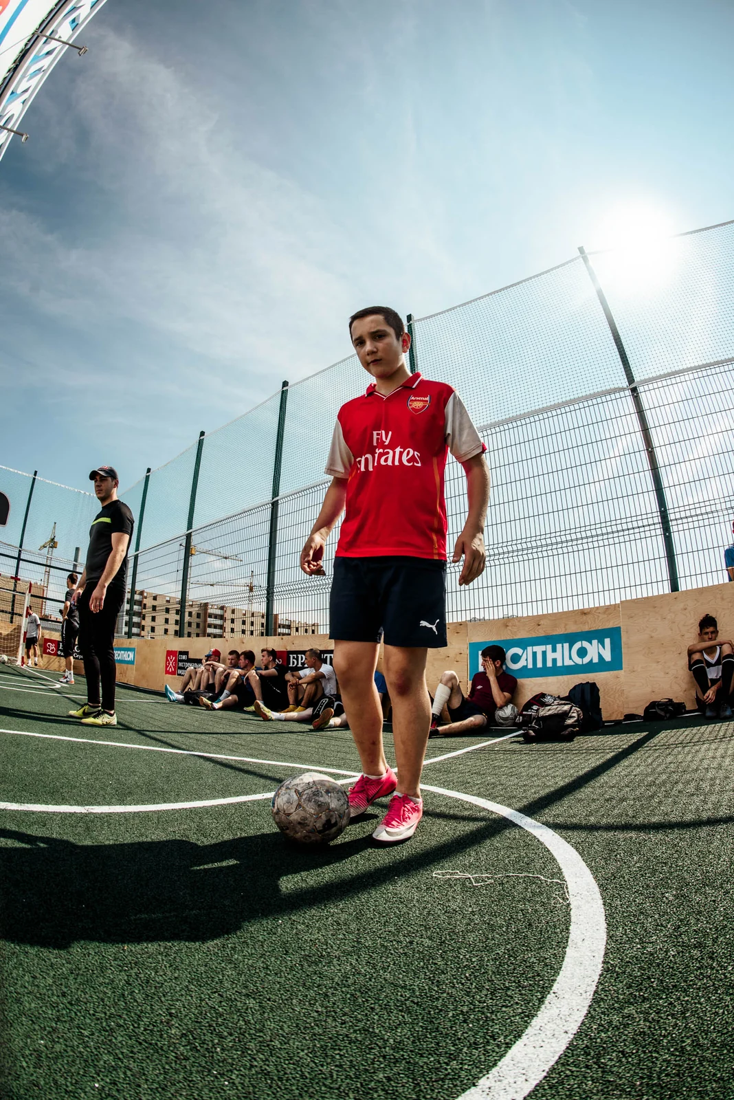 Street football player ready to strike