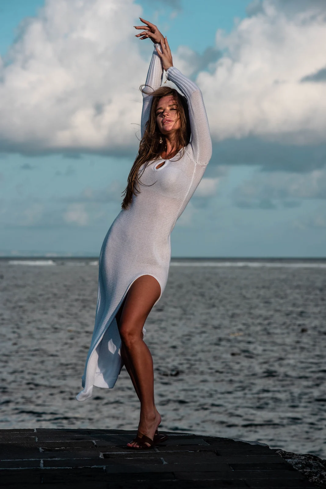 Bride-style portrait in a white dress, Bali