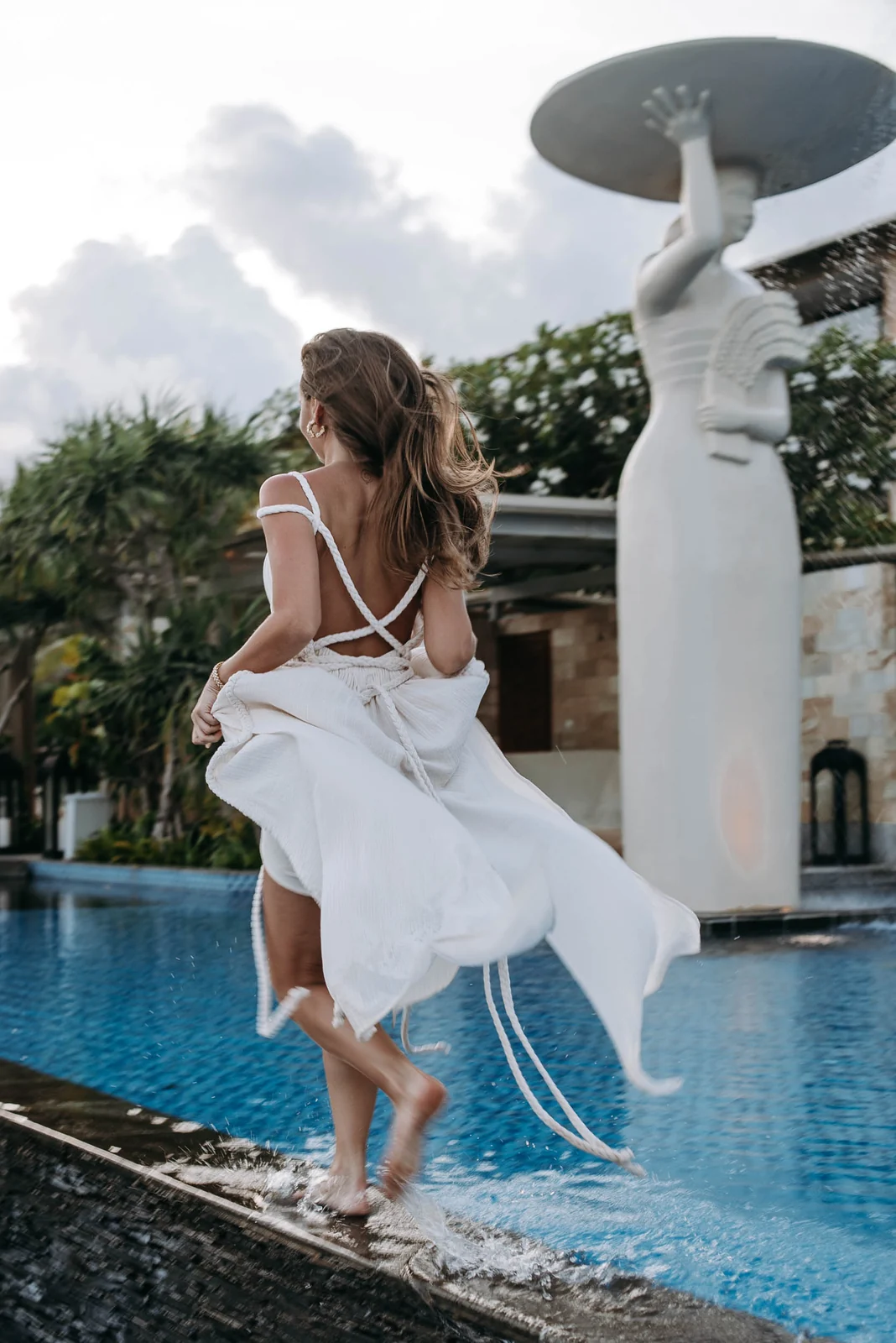 Bride-style portrait in a white dress, Bali