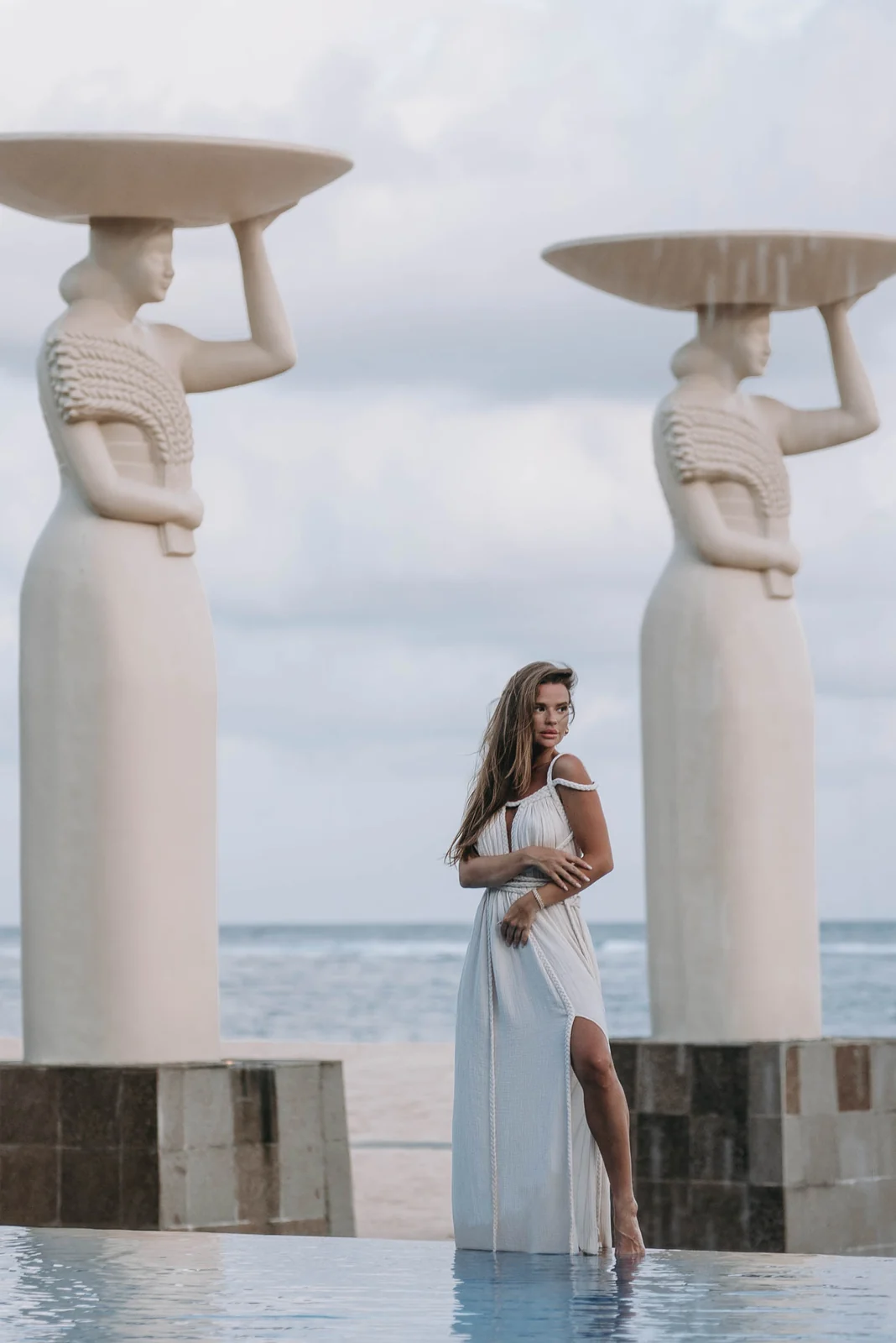 Bride-style portrait in a white dress, Bali