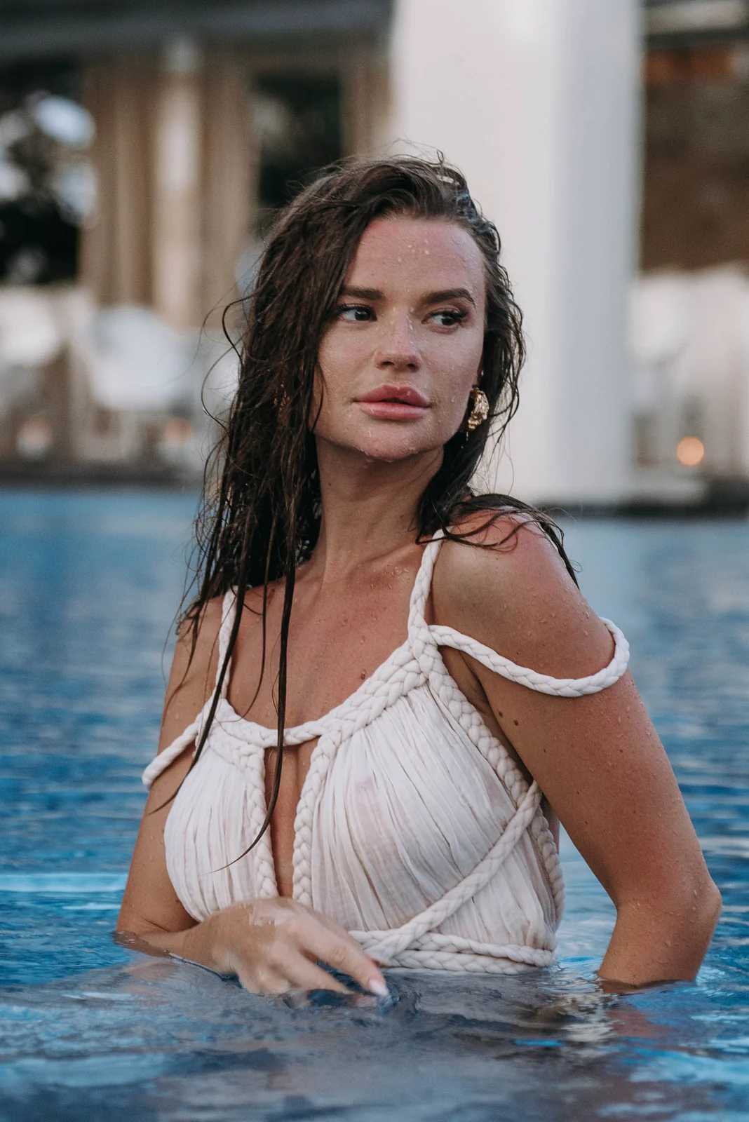 Bride-style portrait in a white dress, Bali